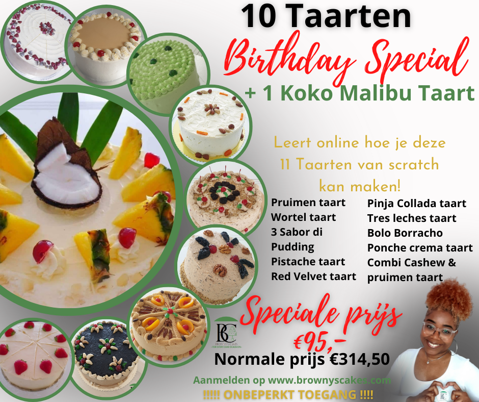 Birthday Special 2: Online Workshop 10 Taarten + Koko Malibu Taart Browny's
