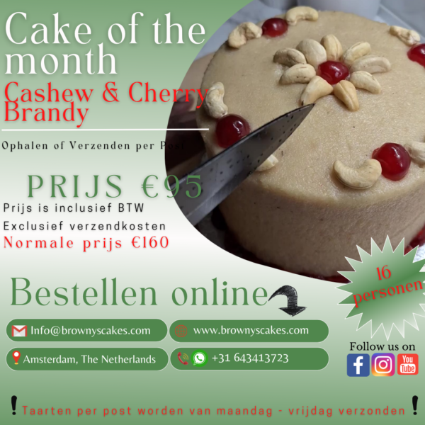 Cake of the Month Cashew & Cherry Brandy  - Ophalen