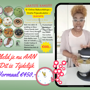 Flyer 24 uur deal Browny’s Cakes – 15 online bakworkshops en gratis prijscalculator voor €150