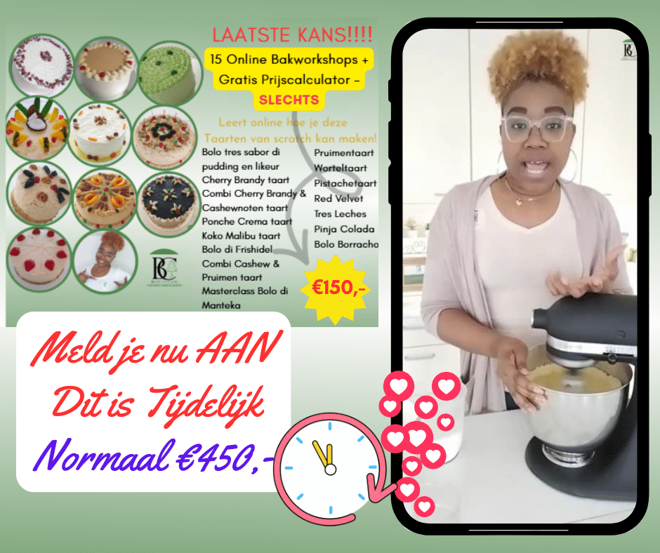 Flyer 24 uur deal Browny’s Cakes – 15 online bakworkshops en gratis prijscalculator voor €150
