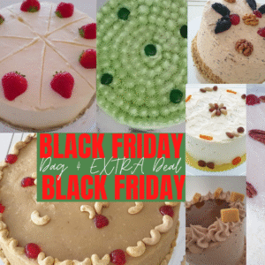 Collage van verschillende taarten met in het midden de tekst Black Friday Dag 4 Extra Deal van Browny’s Cakes.