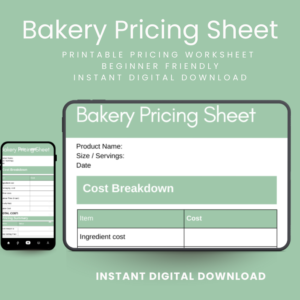 Bakery Pricing Sheet digital pricing tool for cake entrepreneurs