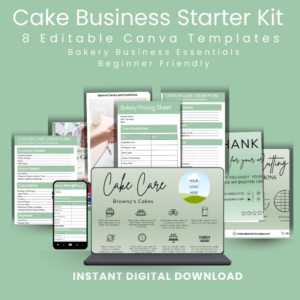 Cake Business Starter Kit bundle with bakery Canva templates for entrepreneurs