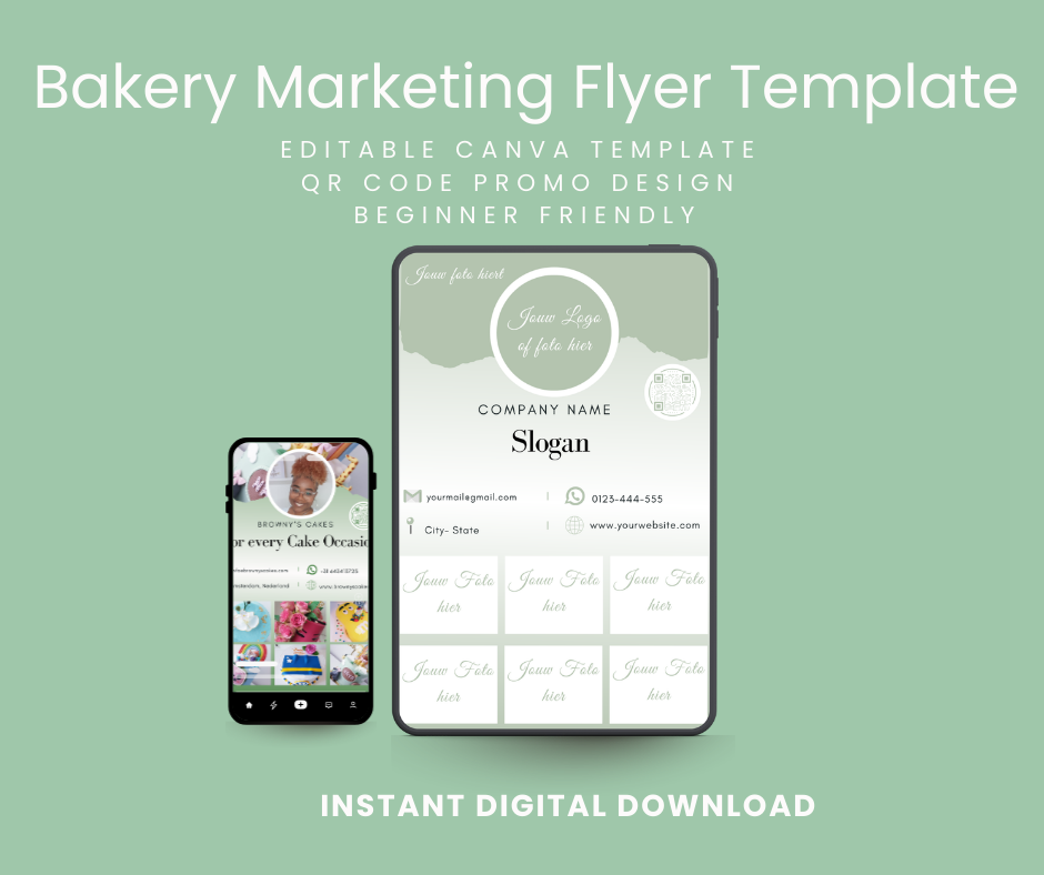 Bakery Marketing Flyer Template bewerkbare Canva flyer voor taartenondernemers